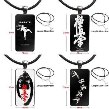 

2019 Oyama Kyokushin Karate For Girls Best Gift Glass Pendant Necklace Handmade Half Pendant Rectangle Necklace