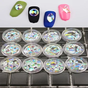 

50Pcs Nail Shiny Gems AB Crystal Stones Nail Diamond Multi Designs Nail Rhinestones 3D Non HotFix Gems Nail Charms Shiny T8#