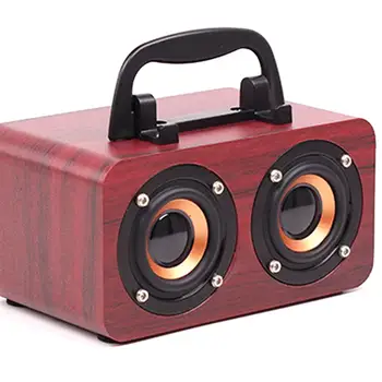 

Retro Wooden Wireless Desktop Bluetooth Speaker Phone Holder USB Rechargeable