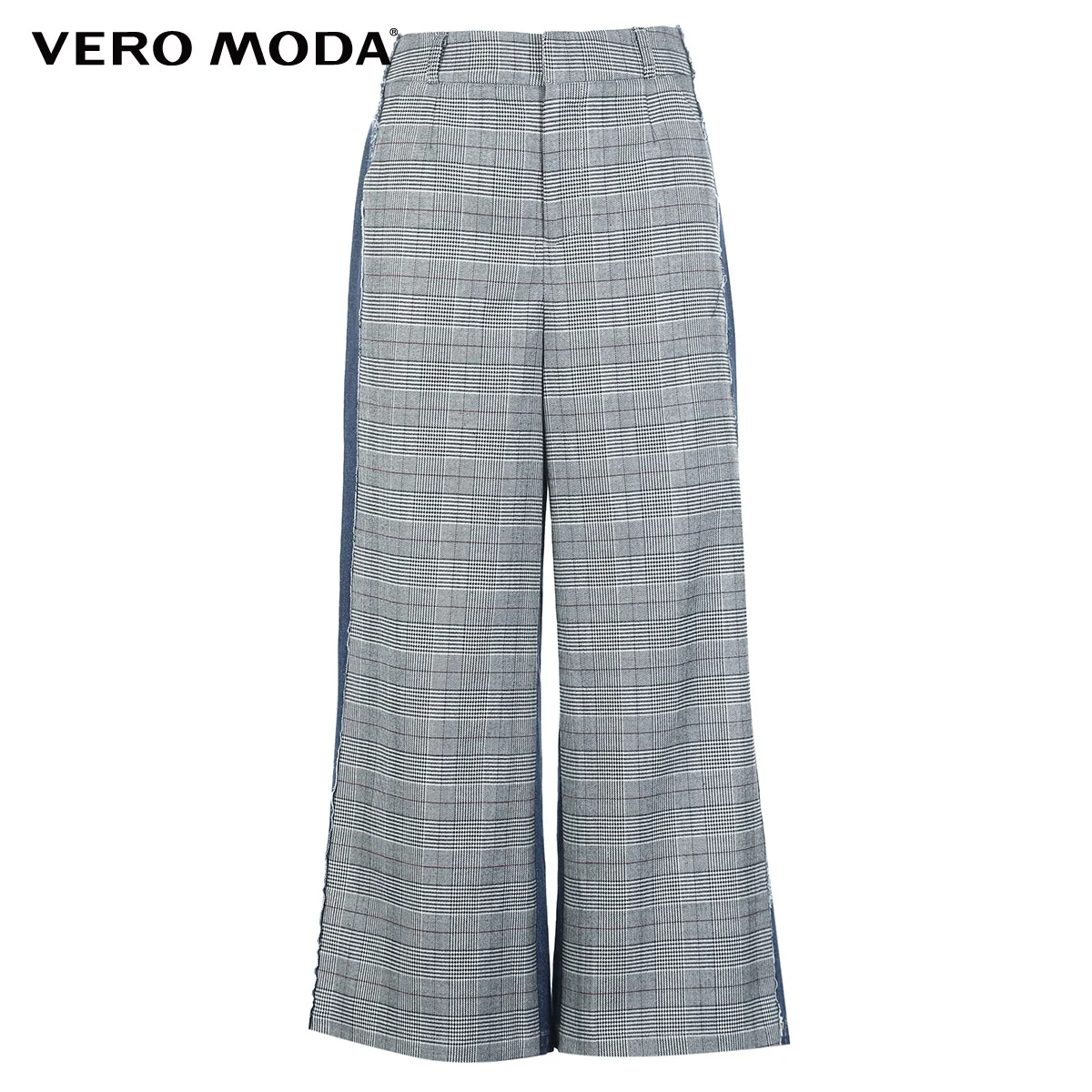 Vero Moda Новые поступления джинсы женские женские джинсовые сплайсинга плед печати широкие брюки повседневные | 318449510