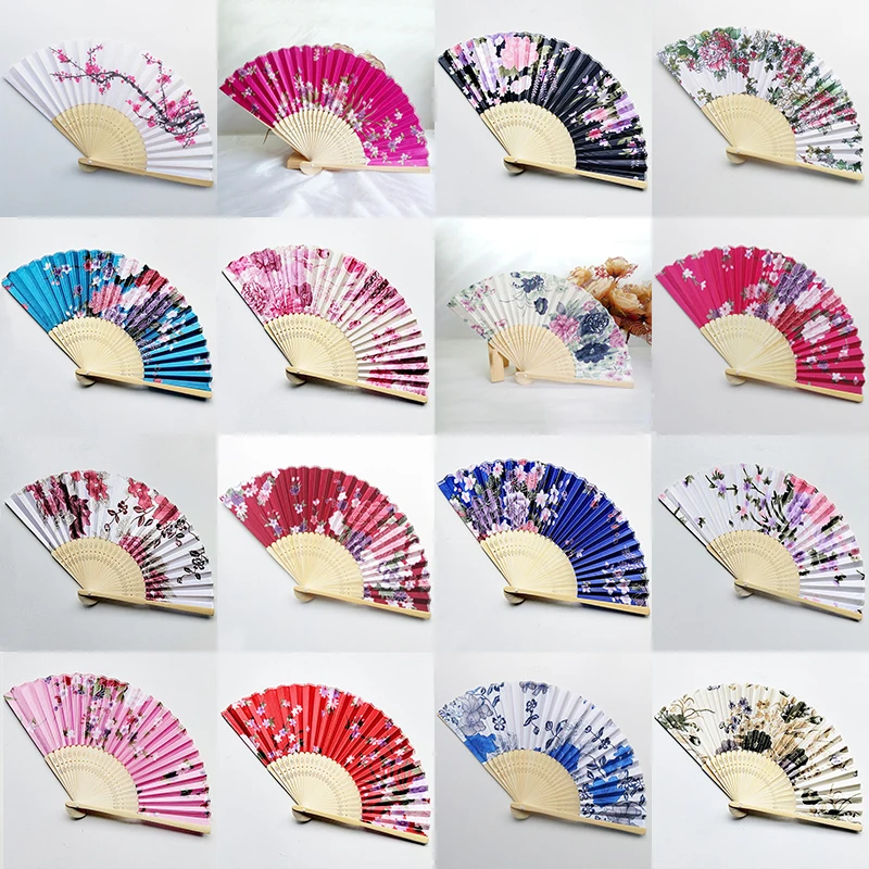 

Chinese Style Bamboo Folding Fan 21CM Classical Style Single-Sided Handheld Fans Party Festival Gifts Flower Pattern Fans