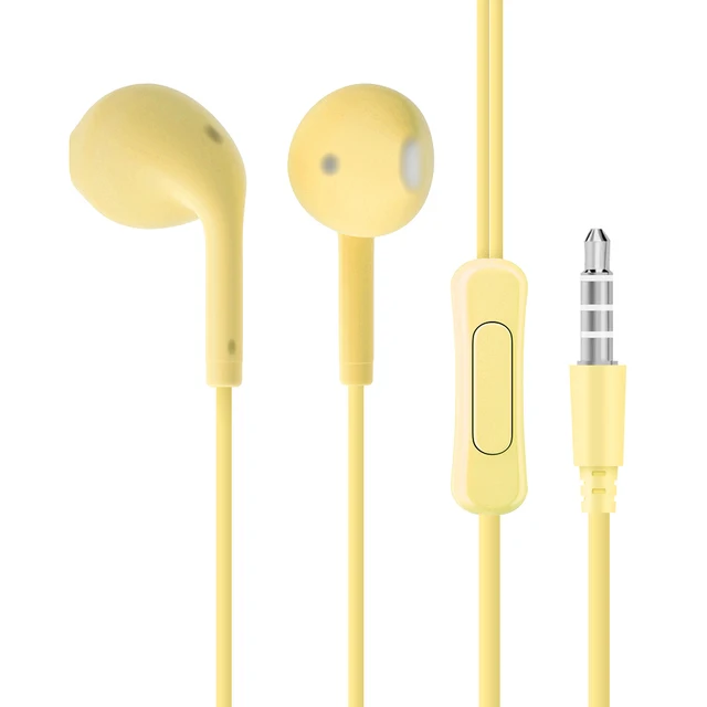 Wired Earphones Bass Stereo Headphones Wire Control In Ear Earbuds Gaming Headset With Mic For Iphone Samsung LG Xiaomi And Pc Yellow