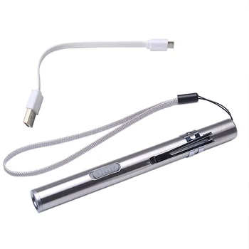 

Medical Handy Pen Light USB Rechargeable Mini Nursing Flashlight LED Torch + Stainless Steel Clip Quality & Professional