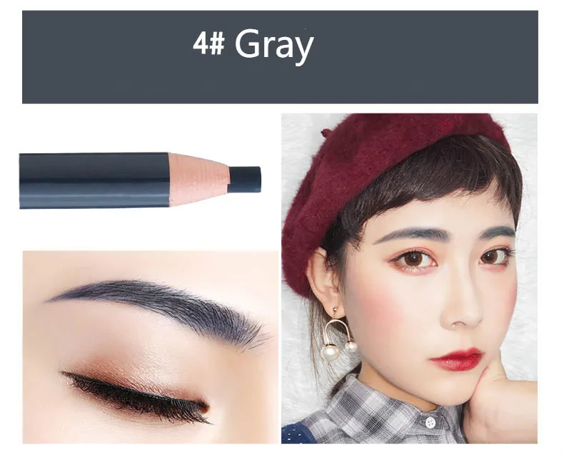 Fashion 5 Colors Eyebrow Pen Waterproof Fork Tip Eyebrow Tattoo Pencil Long Lasting Professional Eye Brow Pencil Charming Makeup - Цвет: gray