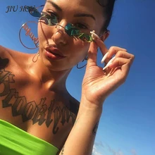 Модные противопожарные солнцезащитные очки для женщин и мужчин без оправы волнистые солнцезащитные очки узкие солнцезащитные очки модные солнцезащитные очки для женщин