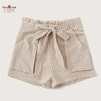 

Women's Shorts High Waist Straight Shorts for Women Plus Size 4XL Loose Casual Pocket Summer Thin New Striped Pocket Clothing