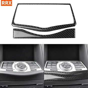 

Real Carbon Fiber 2Pcs Center Dashbord Navigation Control Button Frame Cover Sticker For Nissan 370z z34 2009-2020 Accessories