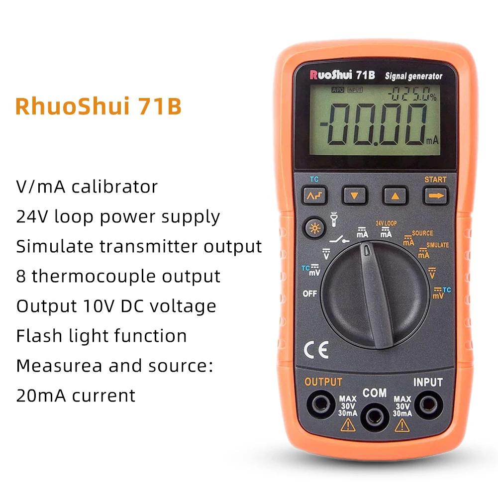 RuoShui 71B Generator Thermocouple Current Voltage Portable Signal Process Calibrator V/mA Analog Transmitter Source Simulator