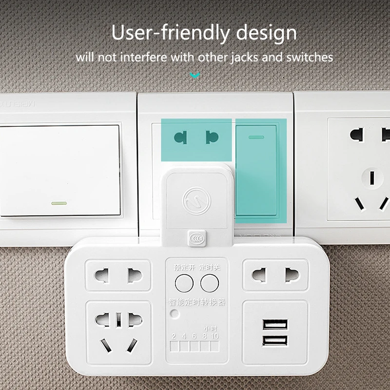 Economia de Energia Proteção contra Sobrecorrente Tomada de Extensão de Parede Tomada Inteligente Cronometrando Carga Rápida Usb 220v cn Plug Power Strip - Image 5