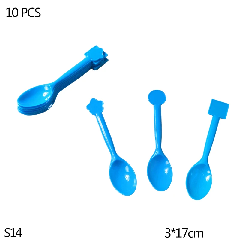 S14-10pcs spoons Футбольная тематическая вечеринка, Набор Декоративной посуды, бумажные тарелки и стаканы, салфетка, конфетный мешок, коробка для детского душа, принадлежности для дня рождения - Цвет: S14-10pcs spoons
