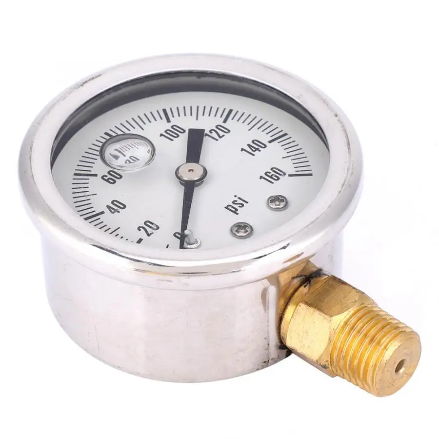 Pressure Gauge Shock-Resistant Stainless Steel with Oil 160psi NPT 1/4in for Reducing Valve Pressure Tool