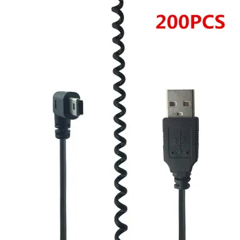 

200pcs/lot USB Male to Mini USB Right Angle Stretch Spring Cable for Mobile Hard Disk and Navigation Mobile By DHL