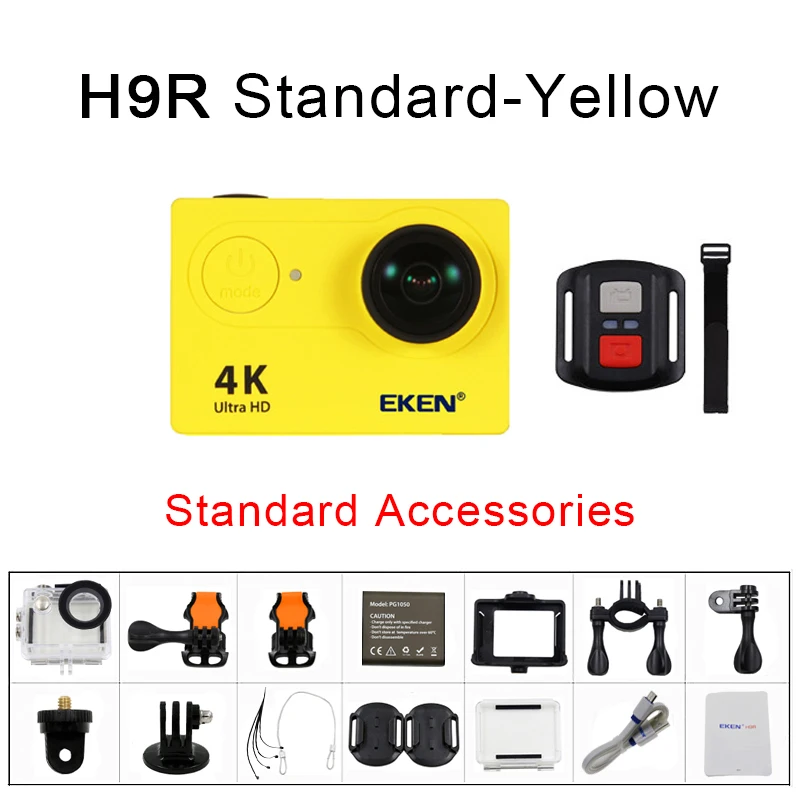 H9R Yellow Экшн-камера eken H9 H9R wifi Ultra HD Mini Cam 4 K/30FPS 1080 p/60fps 720 P/120FPS Подводная Водонепроницаемая спортивная видеокамера - Цвет: H9R Yellow