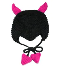 BomHCS с сердечками и кисточками, шапка на Хэллоуин, шапки с рогами, зимняя теплая вязаная шапка, Рождественский берет, шапка-ушанка