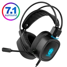 Gaming headset 7.1 virtual 3.5mm com fio fones de ouvido rgb luz jogo com cancelamento ruído microfone para portátil ps4 gamer