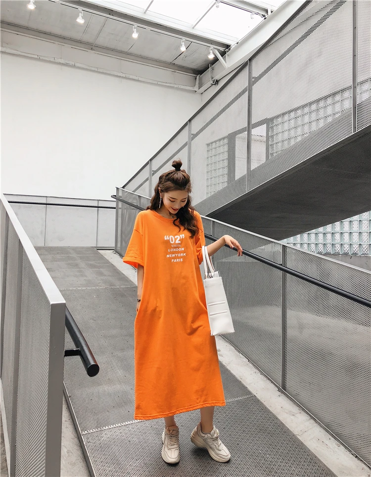 2020 new fashion graphic Print long shirts dress  Womens Short-Sleeve streetwear Fall cotton Dress jurk dames