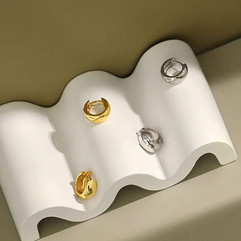 Женские серьги-кольца из серебра 925 пробы в Корейском стиле | Украшения и