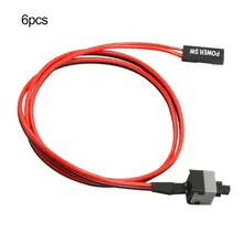 Lot de 6 câbles d'alimentation pour PC, 50cm, 2 broches, bouton marche/arrêt, boîtier d'ordinateur, interrupteur de redémarrage