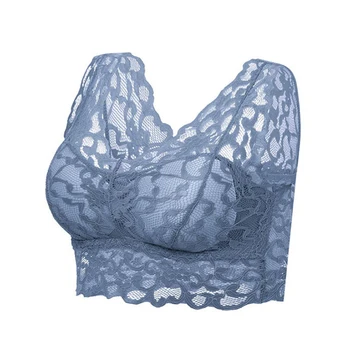 

Women Seamless Lace Bra Full Coverage Bralette With Removable Pads Wide Shoulder Strap -MX8