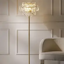 Хрустальный роскошный скандинавский СВЕТОДИОДНЫЙ торшер для гостиной, медный прикроватный Торшер для спальни, напольные светильники для дома, ресторана, дома, декоративные вертикальные лампы