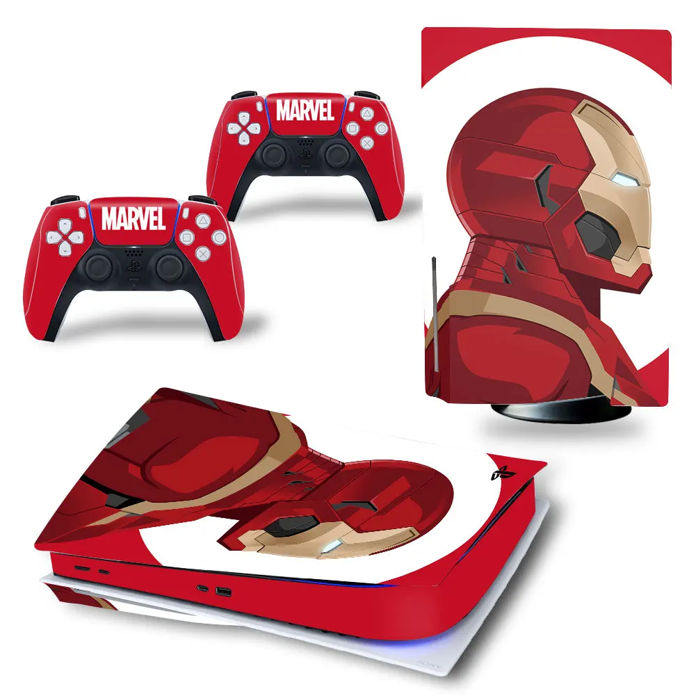 Darth Vader Iron Man PS5 Disk Skin Sticker Decal Cover for PlayStation 5 Console and 2 Controllers PS5 Disk Skin Sticker Vinyl 