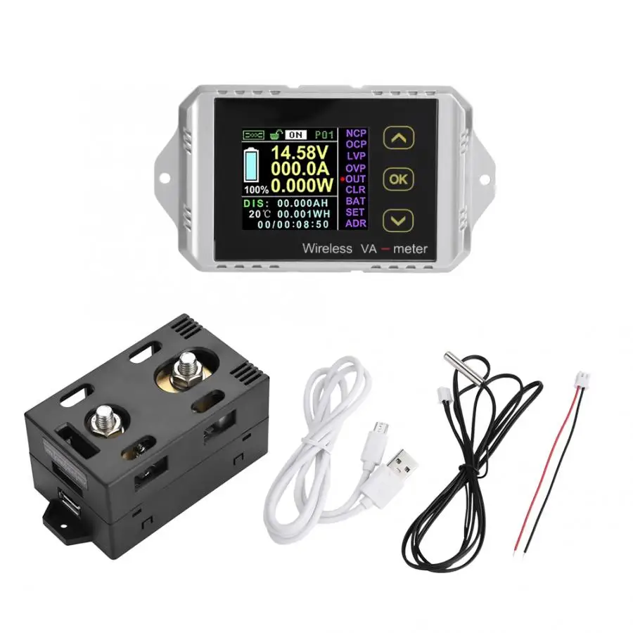 

Wireless Color LCD Screen DC Voltage Ammeter Power Meter Watt Tester 2.4G Wireless Data Transmission