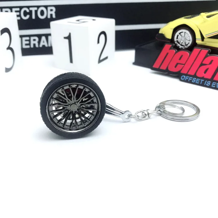 Автомобильный турбо-брелок для ключей с тормозными дисками, автомобильный брелок для колес, автомобильный брелок для ключей для BMW Audi Toyota - Название цвета: Черный