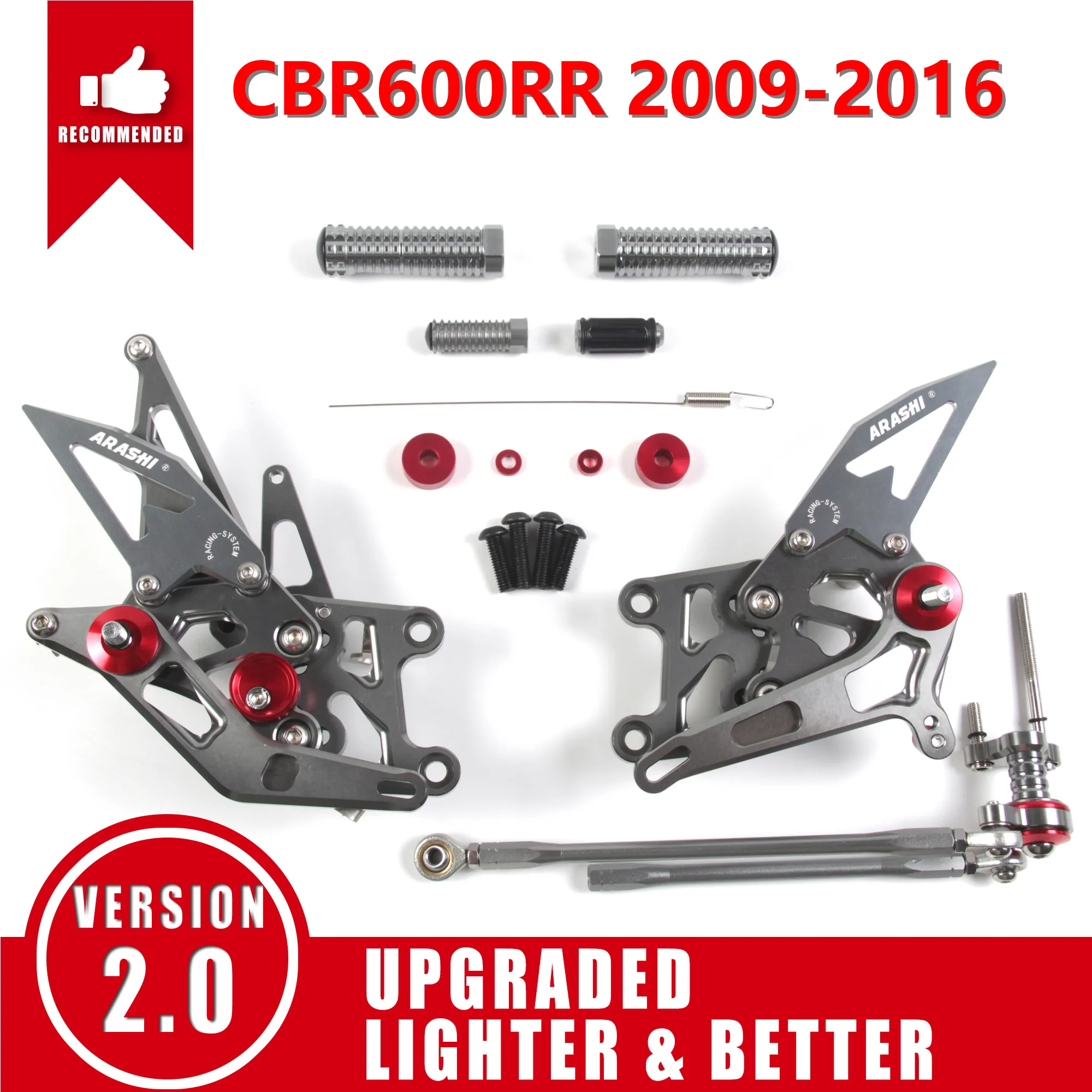 Arashi 1 комплект для HONDA CBR600RR 2003- регулируемая коробка передач подножки подножка мотоциклиста CBR 600 CBR600 RR 2004 2005 2006 2007 - Цвет: Gray 2009-2016