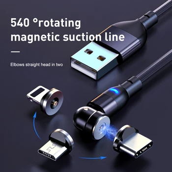 

1m/2m Magnetic Data Line Type-C Micro Blind Suction Round Charging Line Fast Charging Cable Adapter Cable For Xiaomi Android IOS