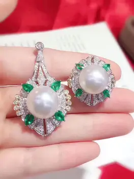 

D113 FINE JEWELRY 925 STERLING SILVER NATURAL FRESH WATER 11-12MM WHITE PEARL FEMALE'S JEWELRY SETS FOR WOMEN FINE JEWELRY SETS