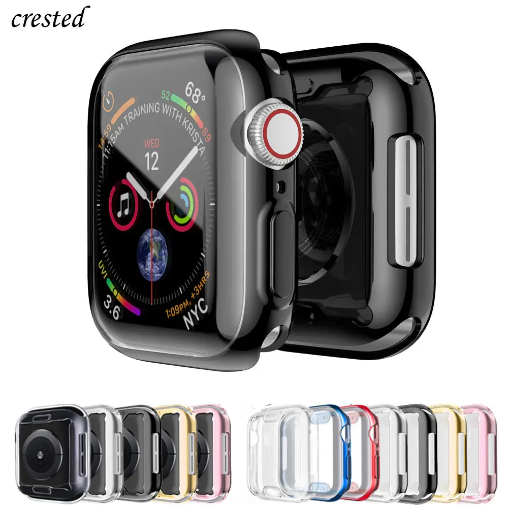 Чехол для Apple Watch series 6/5/4/SE 44 мм 40 мягкий бампер из ТПУ iWatch 3 42 мм/38 защита экрана