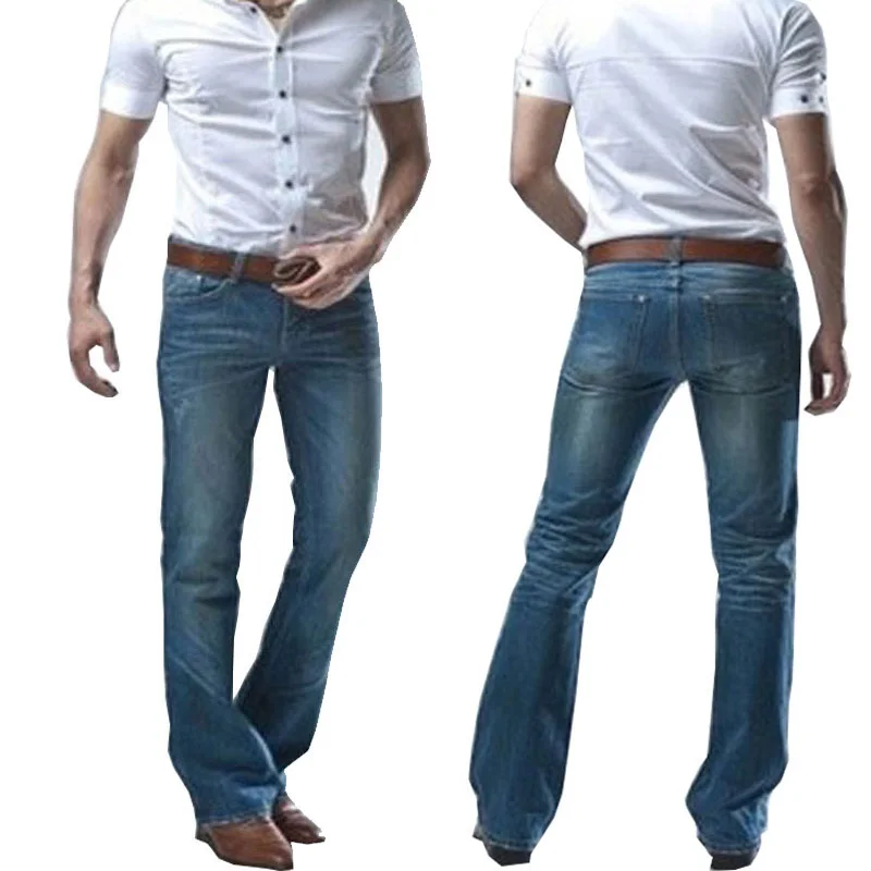 

Jeans Men Spring New Men's Modis Micro-horn Blue jeans Korean version of the tide Slim Small trumpet Denim pants Biker jeans