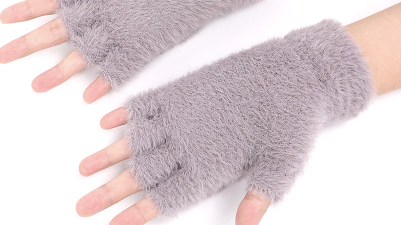Новые женские зимние перчатки мохер перчатки с откидным верхом все пальцы открытый палец теплые перчатки милые мягкие вязаные Мультяшные перчатки для девочек