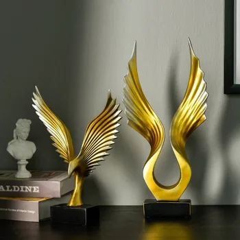 

Luxury Style Golden Wings Ornaments Resin Creative Home Living Room Desktop Decoration Furnishings Home Decor Europe