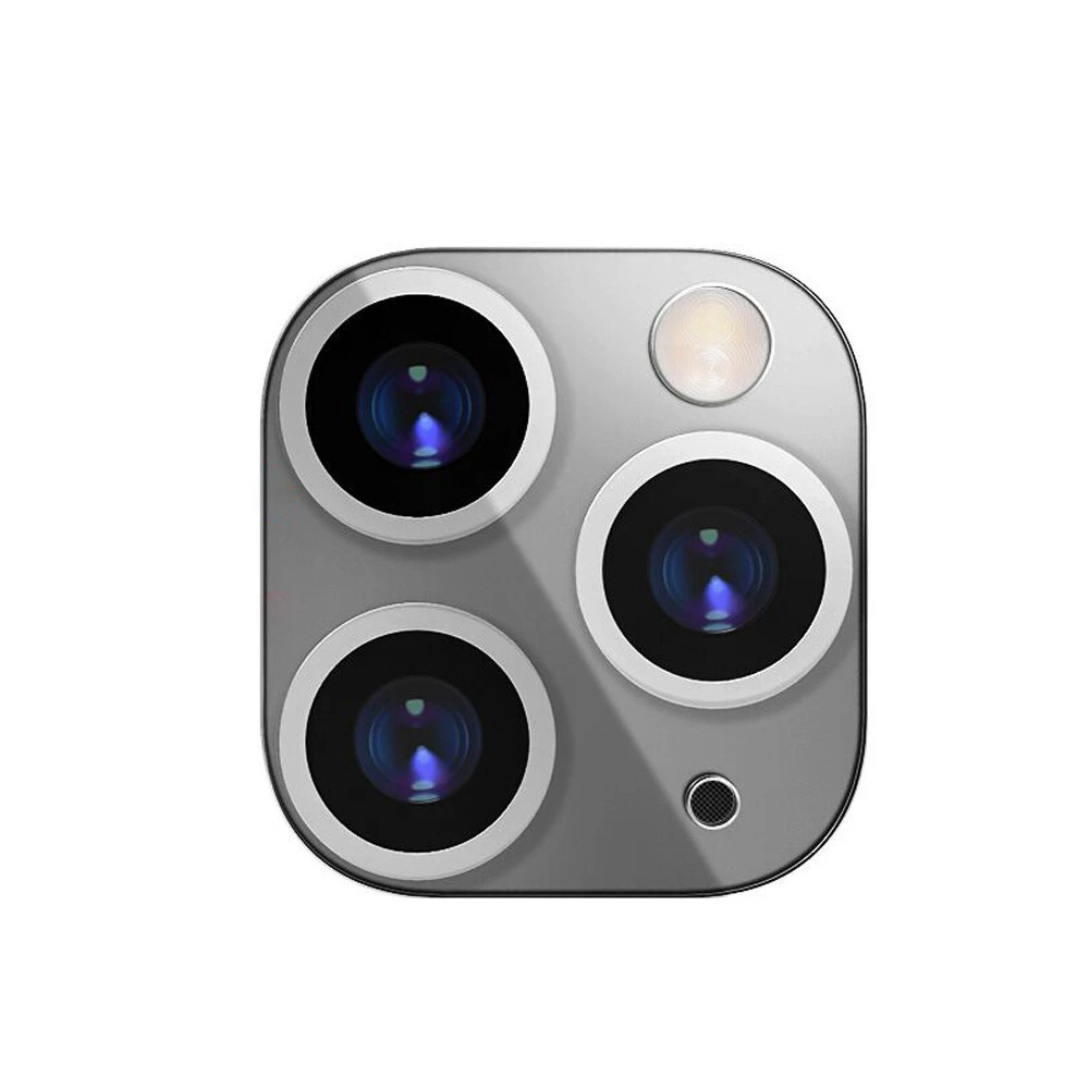 Новейший металлический алюминиевый чехол для объектива камеры, сменный на iPhone 11 Pro MAX для iPhone X XS Xs MAX, Защитная крышка с кольцом - Цвет: Серебристый