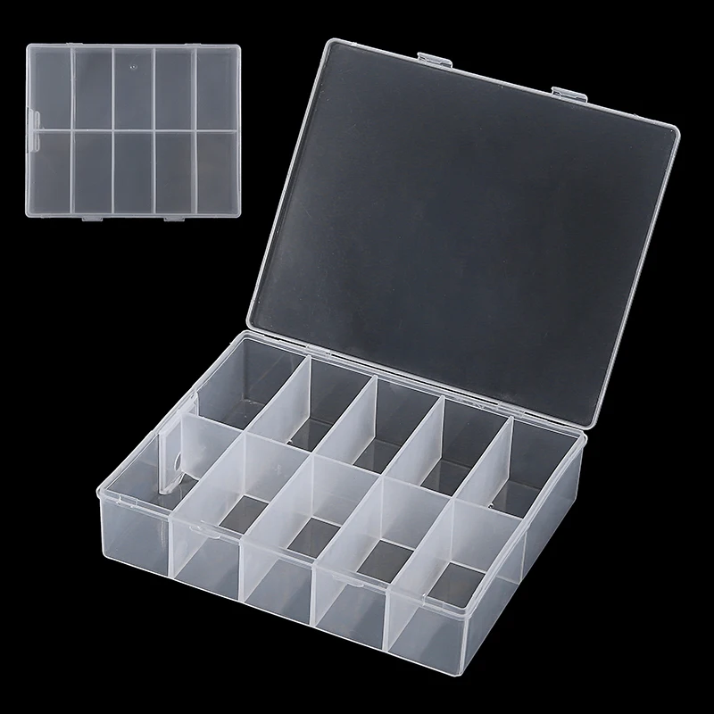 

Empty Nail Art Storage Storage Box Grids Clear Plastic Case Rhinestone Gems Container False Nails Nail Tips Organizer