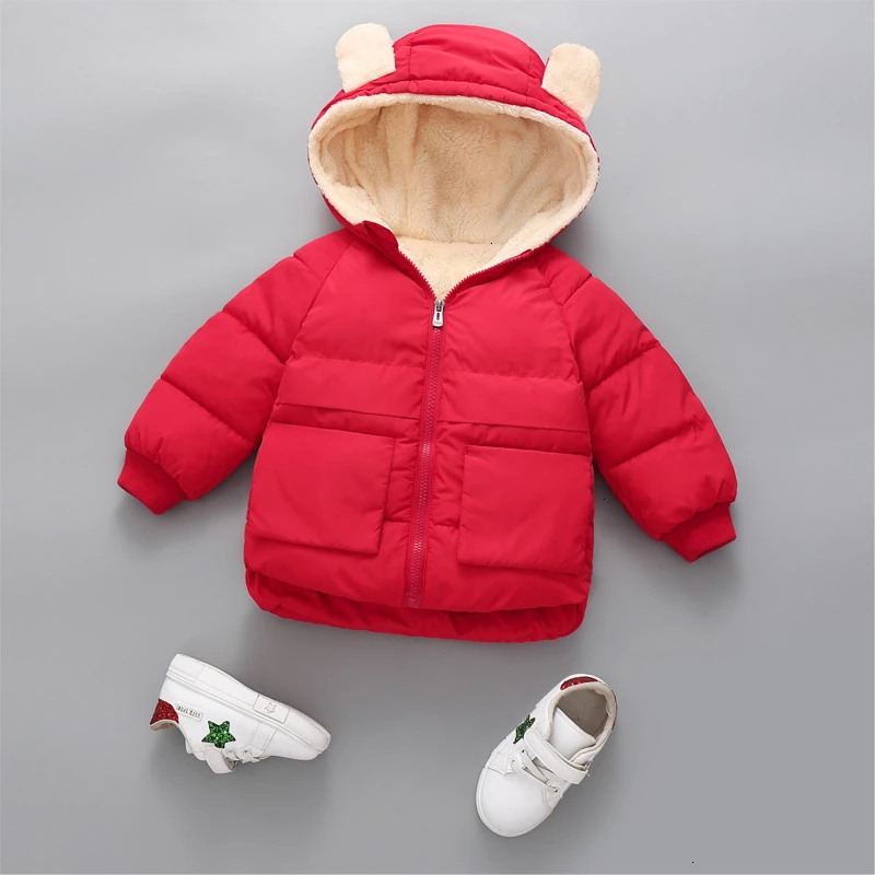 

Children Jacket Boys Girls Korean Fashion Down Coats Baby Kids Winter Warm Outerwear Thicken Cotton-Padded Hooded Parkas