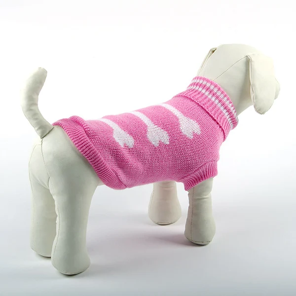 Милый свитер для собак и кошек, вязаная одежда, Уютная теплая верхняя одежда с костями, большой Qgnv - Цвет: Розовый