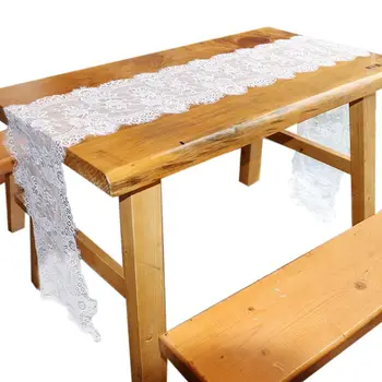 

14 inch x 118 inch Vintage White Lace Table Runner for Rustic Boho Wedding Bridal Shower Decorations Exquisite Embroidered Flora