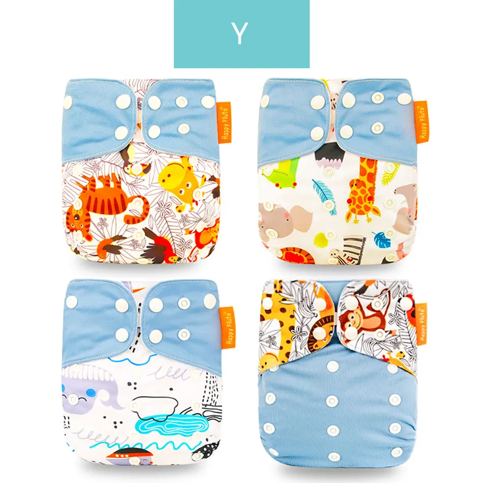 Y only diaper Happyflute 4 шт./компл. моющиеся Экологичная ткань с ромбовидным узором регулируемые подгузники многоразовые подгузники из ткани тканевые подгузники подходит на Возраст 3-15 кг для малышей - Цвет: Y only diaper