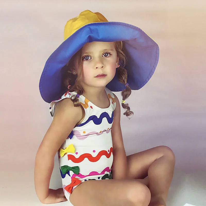 

Brand Bow Tie Baby Girl Swimming Wear American European Style Kids Girls Fashion Swimsuit Child Beach Wear Swiming Suits