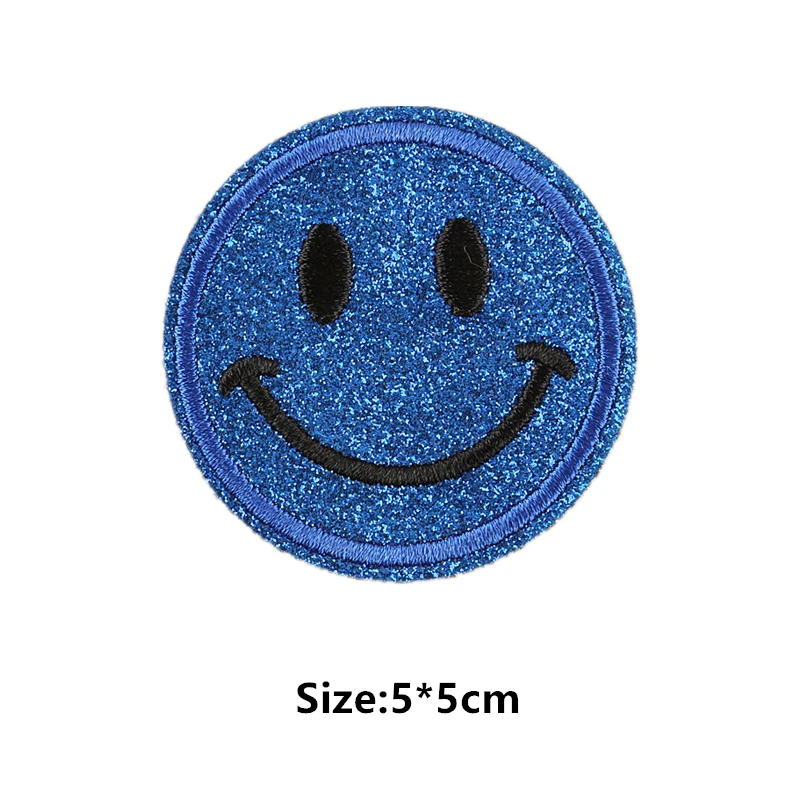 1Pcs Round Expression Smiley Face Patch Clothes Iron on Embroidered Sew Applique Cute Fabric Badge Garment Apparel Accessories 