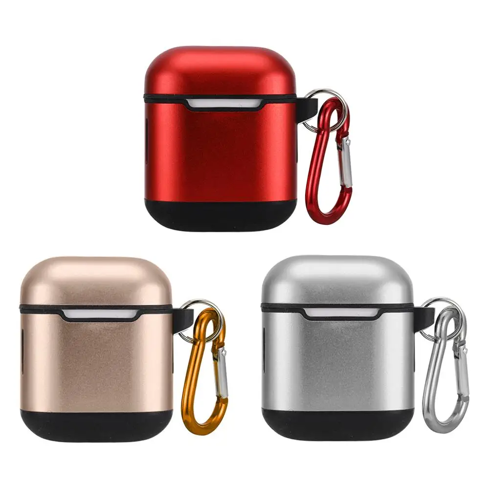 Роскошный Металлический силиконовый защитный чехол с карабином для Airpods