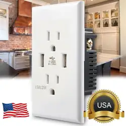 Штепсельная вилка США с двумя usb-разъемами 2,1 А, usb-разъем для зарядки дома, в помещении, usb-порты для зарядки для планшетных смартфонов