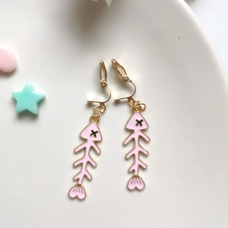 WENHQ Gold Color Colorful Cartoon Clip on Earrings Cute Girl Kids Cute Small Animal Plant Cuff Earring Silicone Cushion Ear Clip ear clip earrings clip earrings ear clip