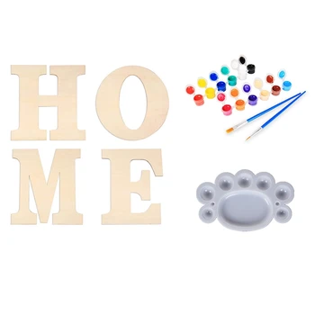 

4Pack 12 Inch Unfinished Wooden Letters Large "Home" with Set of Paint Tools ,for Home Wall Decoration
