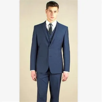 

New Classic Men’s Suit Smolking Noivo Terno Slim Fit Easculino Evening Suits For Men Navy Blue Wedding Groom Tuxedos Groomsman B