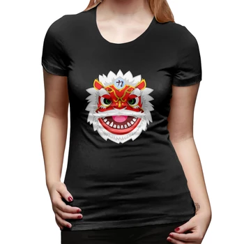 

Summer sexy girl short-sleeved Couple funny China Lion Dance print women T-shirt plus size female tops clothes kpop paired tee