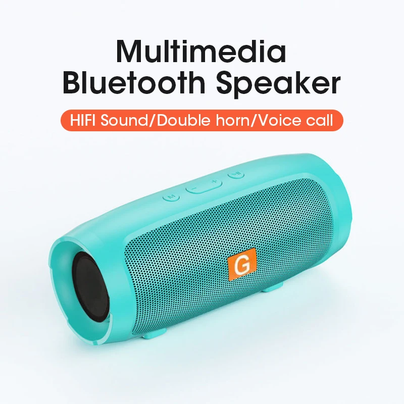 US $12.86 Portable Bluetooth Speaker Wireless Bass Column Waterproof Outdoor Soundbar Subwoof Loudspeaker Supports AUX TF Card FM Radio