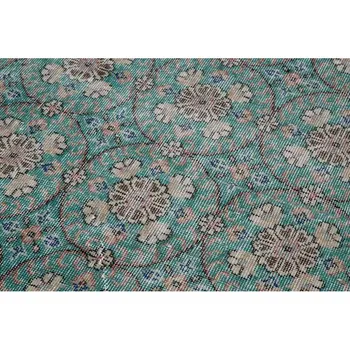 

111x208 Cm Green Handmade Overdyed Rug-4x7 Ft